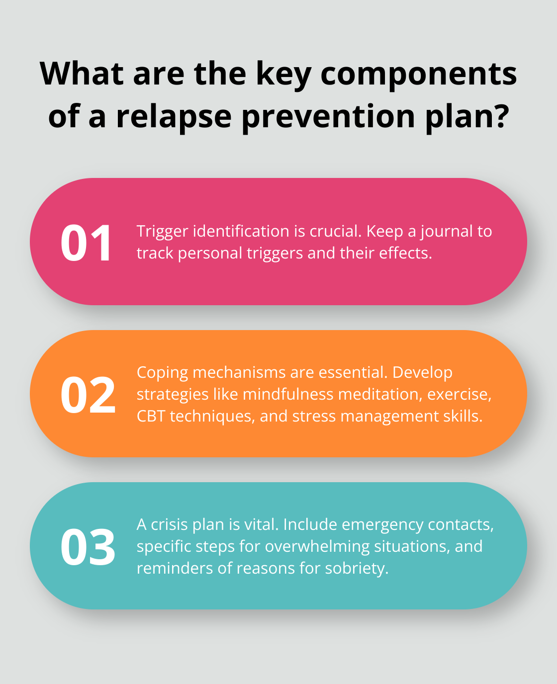 Fact - What are the key components of a relapse prevention plan?